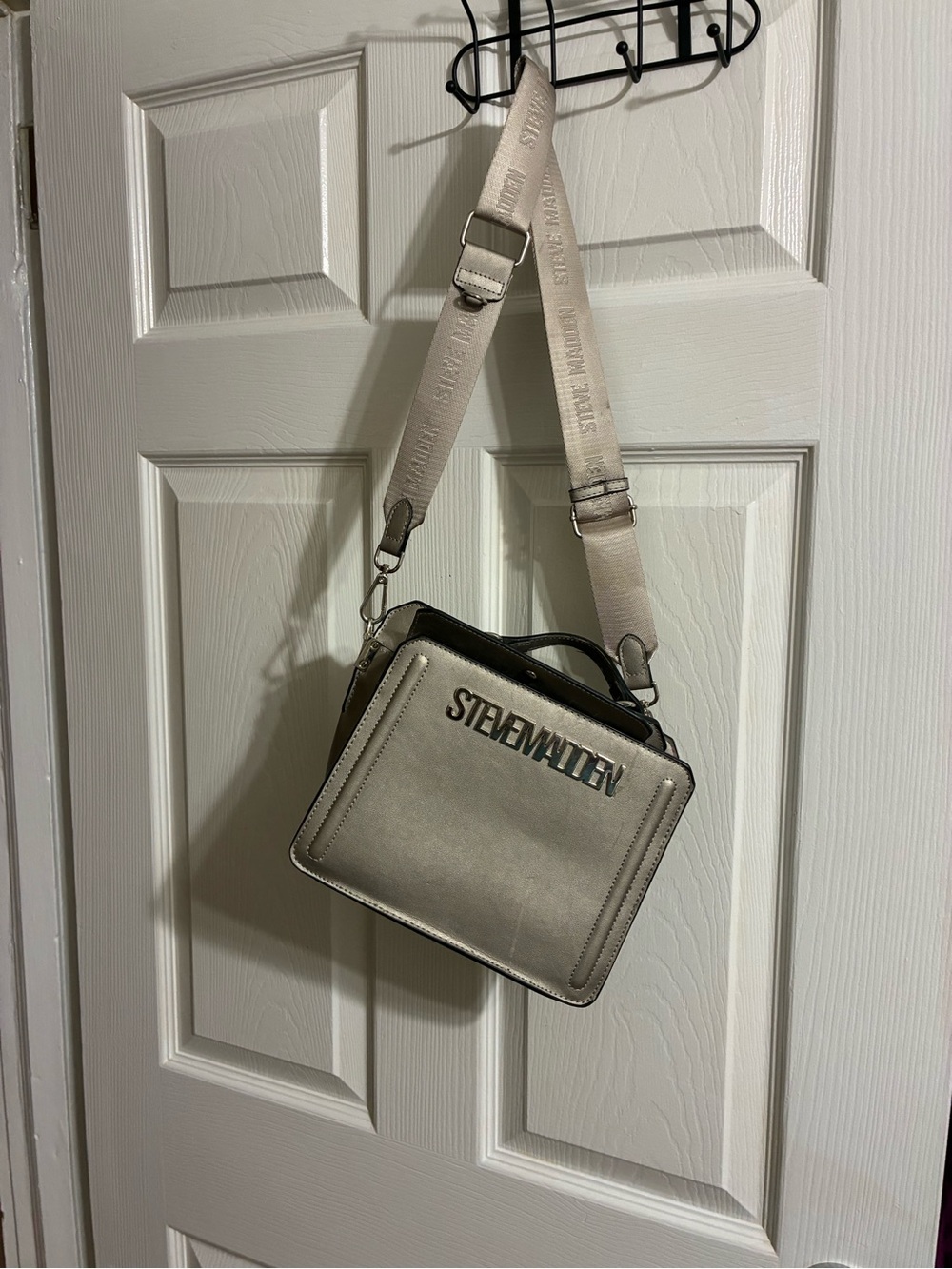 Steve Madden silverCrossbody Messenger with Adjustable Logo Strap
